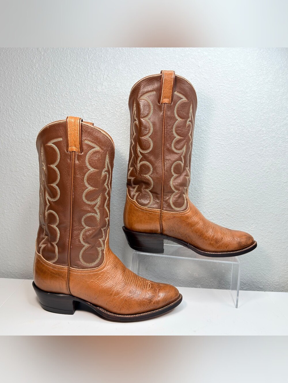 TONY LAMA Style 8052 Gold Label Brown Leather Western Bullhide Boots Size 9 EEE